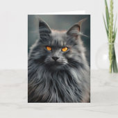 Majestueus langharig kattenportretontwerp kaart (Voorkant)