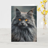 Majestueus langharig kattenportretontwerp kaart (Gele Bloem)