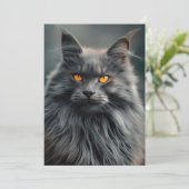 Majestueus langharig kattenportretontwerp kaart (Staand voorkant)
