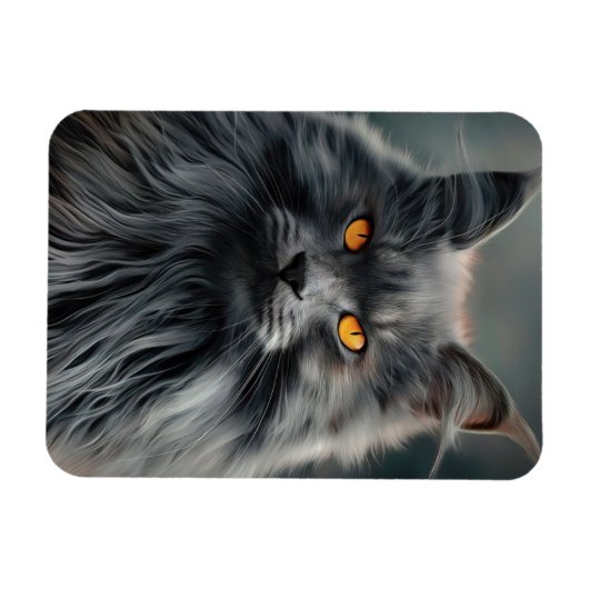 Majestueus langharig kattenportretontwerp magneet (Horizontaal)
