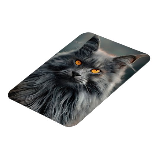 Majestueus langharig kattenportretontwerp magneet (Linkerzijde)
