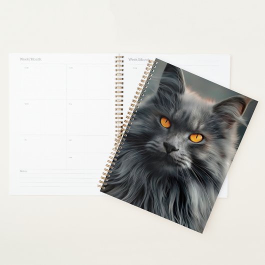 Majestueus langharig kattenportretontwerp planner (Display)