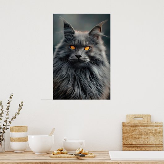 Majestueus langharig kattenportretontwerp poster (Keuken)