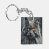 Majestueus langharig kattenportretontwerp sleutelhanger (Voorkant Links)