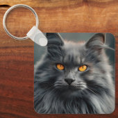Majestueus langharig kattenportretontwerp sleutelhanger (Voorkant)
