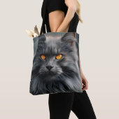 Majestueus langharig kattenportretontwerp tote bag (Dichtbij)