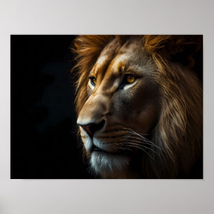 Majestueus Leeuw Portret Cinematic Muur Kunst Post Poster