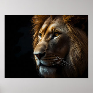 Majestueus Leeuw Portret Cinematic Muur Kunst Post Poster