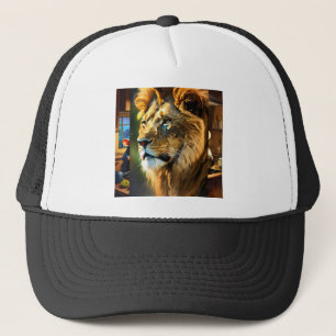 Majestueus Leeuw Tekening T-Shirt Handgetekend W Trucker Pet