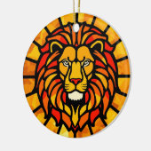 Majestueus Leeuw Zonnekrans Cirkelontwerp Keramisch Ornament (Links)