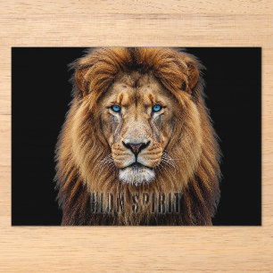 Majestueus Leeuwengezicht met Blauwe Ogen Wilde Acryl Uitnodigingen
