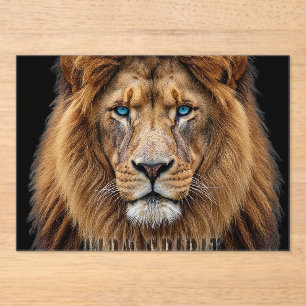 Majestueus Leeuwengezicht met Blauwe Ogen Wilde Acryl Uitnodigingen