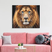 Majestueus Leeuwengezicht met Blauwe Ogen | Wilde Canvas Afdruk (Insitu (Woonkamer))