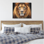 Majestueus Leeuwengezicht met Blauwe Ogen | Wilde Canvas Afdruk (Insitu (Slaapkamer))