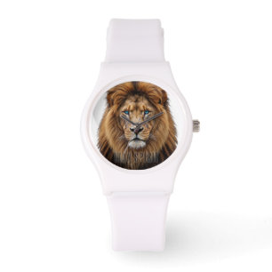 Majestueus Leeuwengezicht met Blauwe Ogen   Wilde  Horloge
