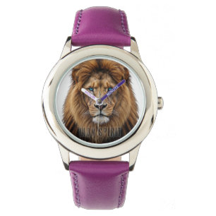 Majestueus Leeuwengezicht met Blauwe Ogen Wilde Horloge