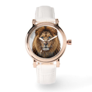 Majestueus Leeuwengezicht met Blauwe Ogen Wilde Horloge