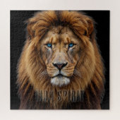 Majestueus Leeuwengezicht met Blauwe Ogen | Wilde Legpuzzel (Horizontaal)
