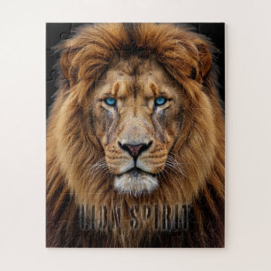 Majestueus Leeuwengezicht met Blauwe Ogen   Wilde  Legpuzzel
