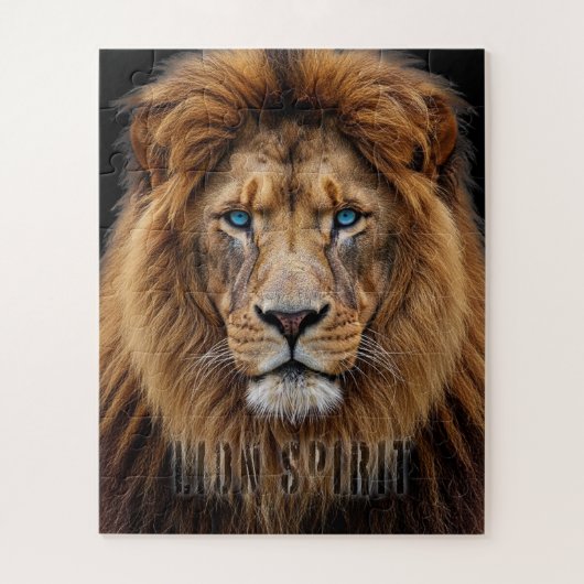 Majestueus Leeuwengezicht met Blauwe Ogen | Wilde  Legpuzzel (Verticaal)