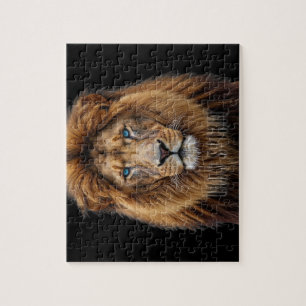 Majestueus Leeuwengezicht met Blauwe Ogen Wilde Legpuzzel