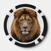 Majestueus Leeuwengezicht met Blauwe Ogen | Wilde  Poker Chips (Achterkant)