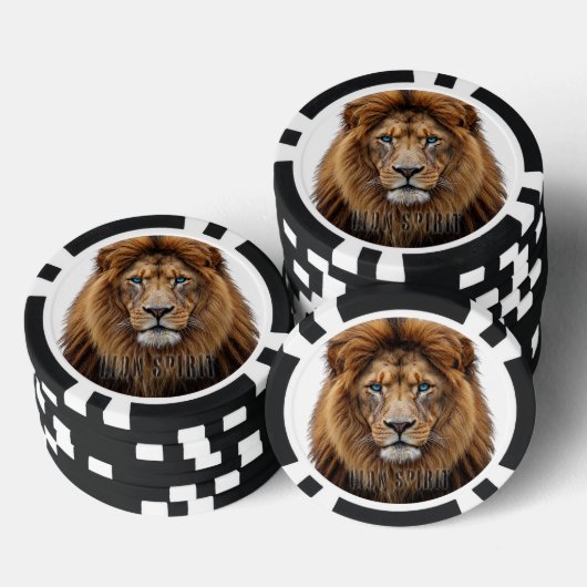 Majestueus Leeuwengezicht met Blauwe Ogen | Wilde  Poker Chips (Opstapeling)