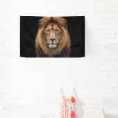 Majestueus Leeuwengezicht met Blauwe Ogen | Wilde  Spandoek (Insitu)