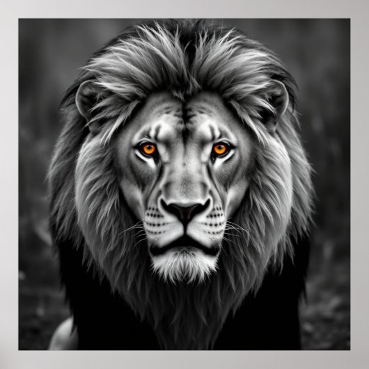 Majestueus Leeuwenportret - Kracht in houtskoolkun Poster (Voorkant)