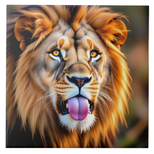 Majestueus Leeuwportret Tegeltje (Voorkant)