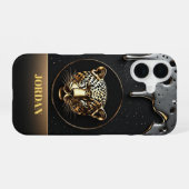 Majestueus Luipaard Goud Design 🐆 iPhone 16 Hoesje (Achterkant horizontaal)
