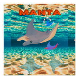 Majestueus Manta Ray Design, Oceanic Majesty Perfect Poster