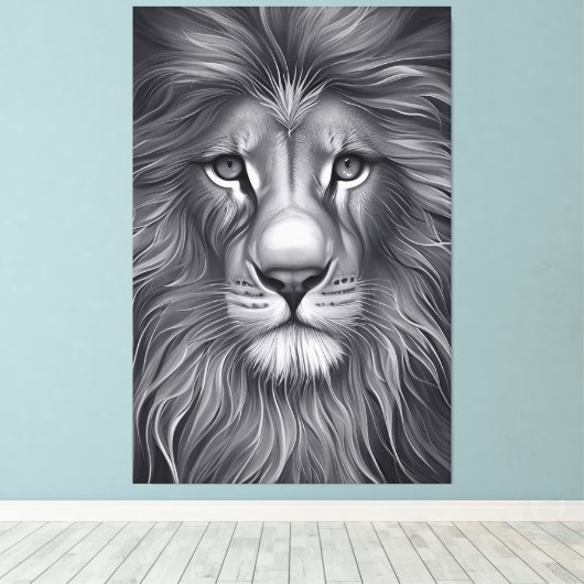 Majestueus monochroom: de boeiende blik van de lee canvas afdruk (Insitu (Houten vloer))