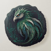 Majestueus Mooie Groene Phoenix Vogel Ontwerp Rond Kussen (Achterkant)