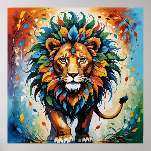 Majestueus mythisch beest - Indiase miniatuurkunst Poster (Voorkant)