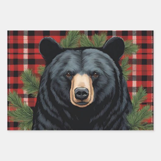 Majestueus Noordelijk Zwart Beer Wrapping Papier Inpakpapier Vel (Voorkant)