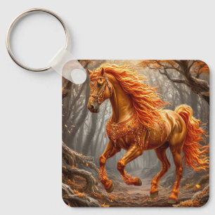 Majestueus oranje paard in herfstbos sleutelhanger
