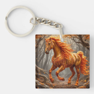 Majestueus oranje paard in herfstbos sleutelhanger