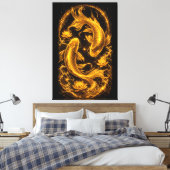 Majestueus paar gouden koikarper luxe canvas afdruk (Insitu (Slaapkamer))