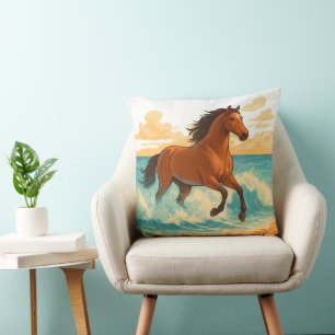 Majestueus Paard dat oprijst uit de Zee Kracht en Kussen