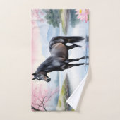 Majestueus paard en schoonheid van lotus handdoek (Handdoek)