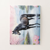 Majestueus paard en schoonheid van lotus legpuzzel (Verticaal)