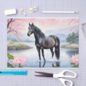 Majestueus paard en schoonheid van lotus tissuepapier (Craft)