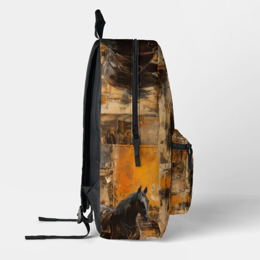 Majestueus Paard in Abstracte zonsondergang Bedrukte Rugzak (Links)