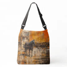 Majestueus Paard in Abstracte zonsondergang