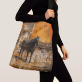 Majestueus Paard in Abstracte zonsondergang Crossbody Tas (Dichtbij)