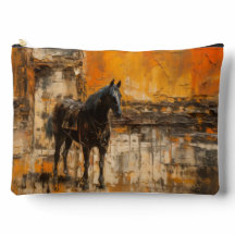 Majestueus Paard in Abstracte zonsondergang