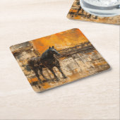Majestueus Paard in Abstracte zonsondergang Kartonnen Onderzetters (Schuin)