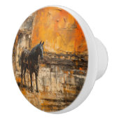 Majestueus Paard in Abstracte zonsondergang Keramische Knop (Rechts)