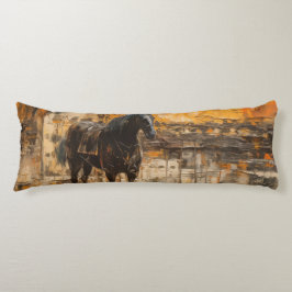 Majestueus Paard in Abstracte zonsondergang Lichaamskussen